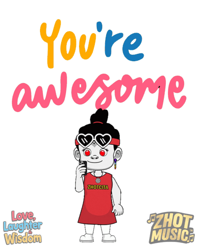 A small illustrated girl gives a thumbs-up below “You’re awesome.”