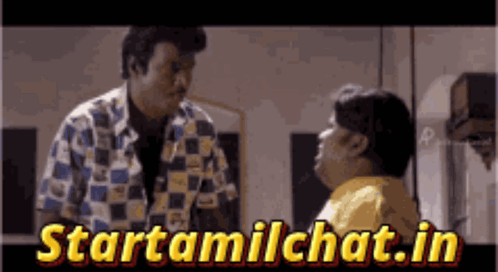 a man talking to another man with the website starttamilchat.in displayed