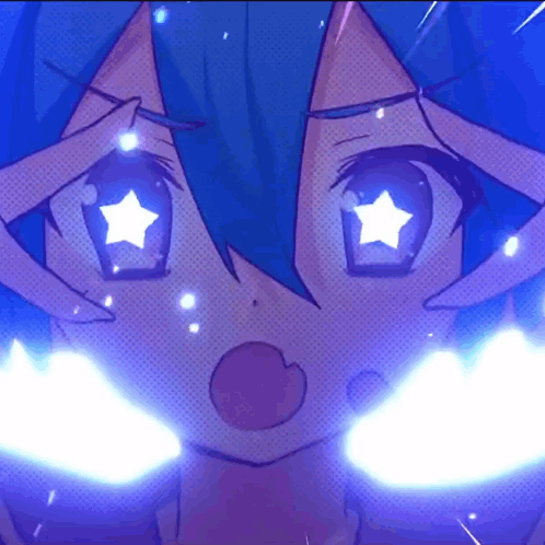 a close up of a person 's eyes with a star in them .
