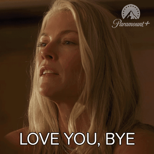 a woman says love you bye in a paramount advertisement