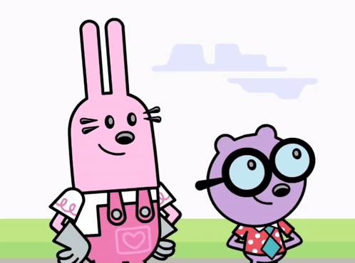 a cartoon of a rabbit and a bear holding utensils