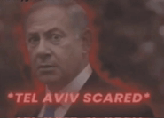 a man in a suit and tie with the words tel aviv scared written below him