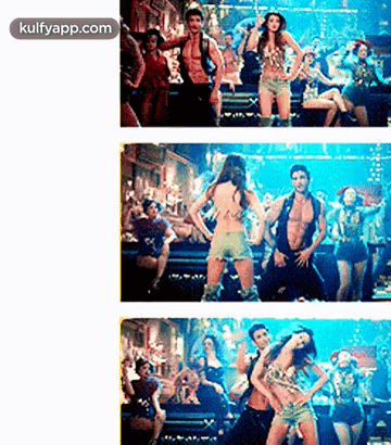 a group of people are dancing in a club with the words kulfyapp.com at the bottom of the screen .