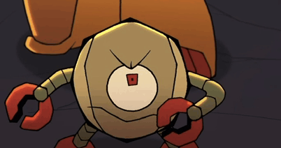 a cartoon drawing of a robot with one eye