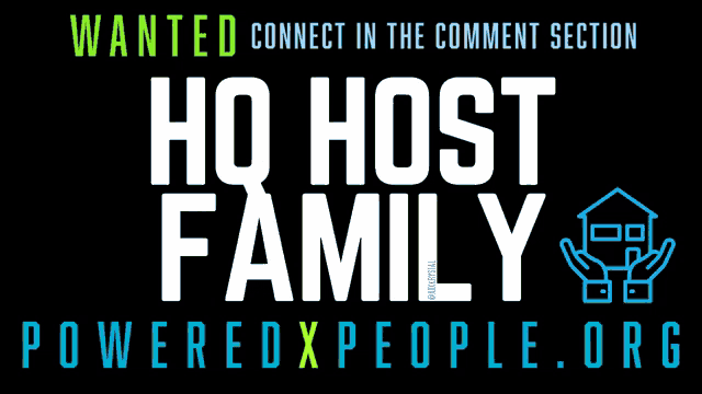 a black sign that says ho host family poweredxpeople.org