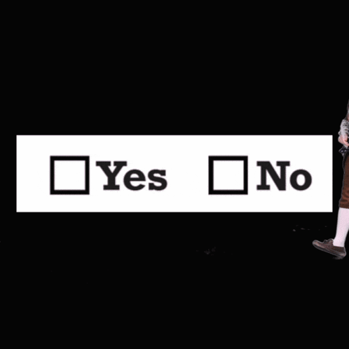 A simple black-and-white checklist shows empty boxes for Yes and No.