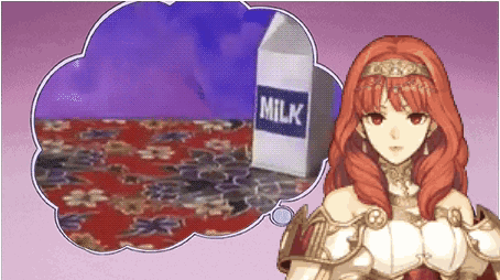a girl is thinking about a carton of milk