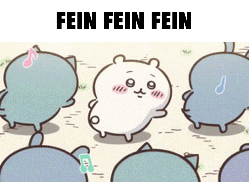 a cartoon of a group of cats with the words fein fein fein