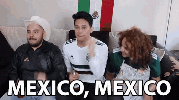 a group of people are sitting on a couch with the words mexico mexico written on the bottom