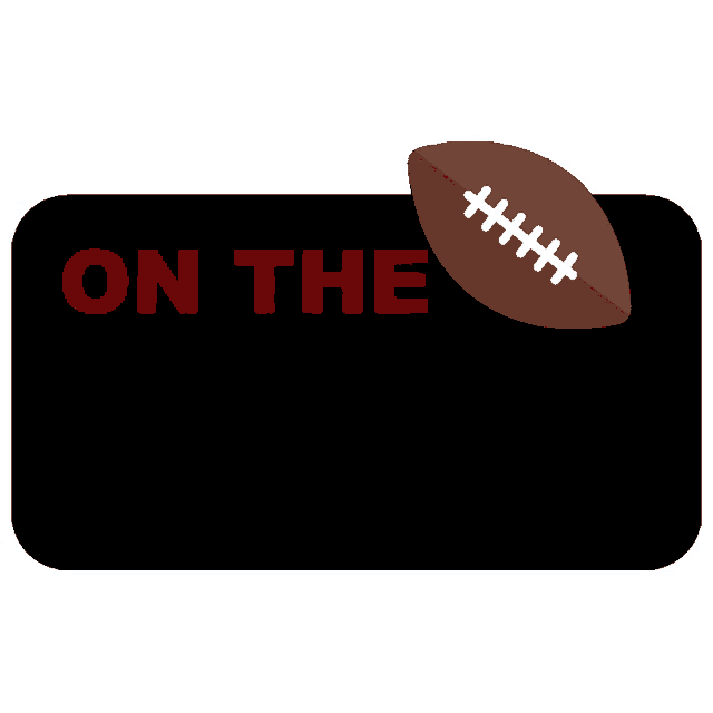 a sign that says " on the clock " with a football on it