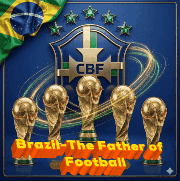 a poster that says brazil the father of football with a flag in the background