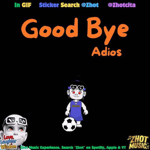 a sticker that says good bye adios with a picture of a man