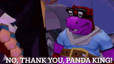 a cartoon character says no thank you panda king ..