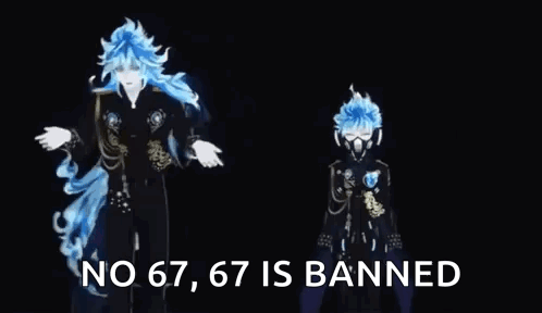 two anime characters are standing next to each other in a dark room .