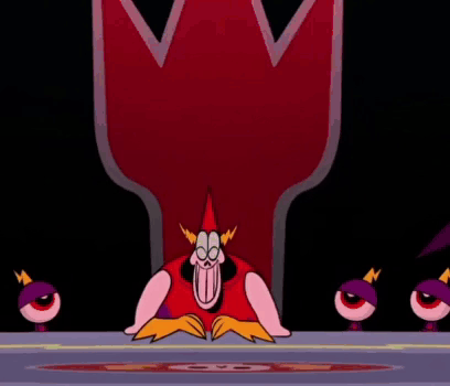Lord Hater sits dramatically on a throne in Wander Over Yonder.