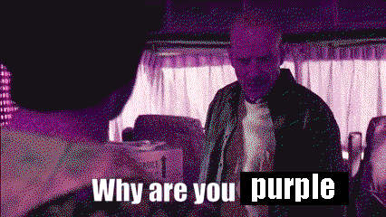 a pixelated image of a man with the words why are you purple