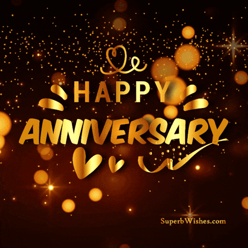 a happy anniversary card with a fireworks display in the background