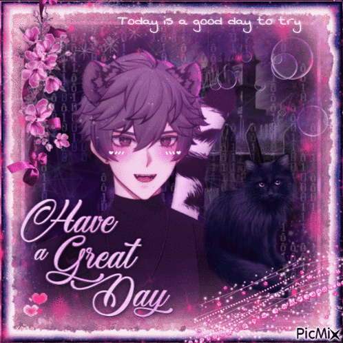 a picture of a boy with cat ears and the words today is a good day to try