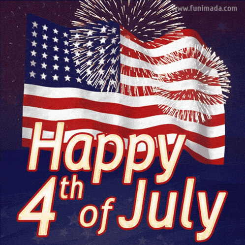 a poster that says happy 4th of july with an american flag and fireworks
