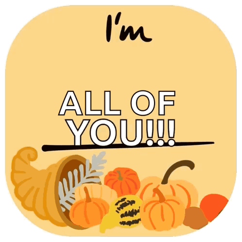 a sign that says i 'm thankful all of you with pumpkins and a cornucopia