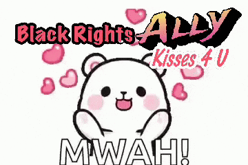 a black rights ally kisses 4 u logo with a teddy bear