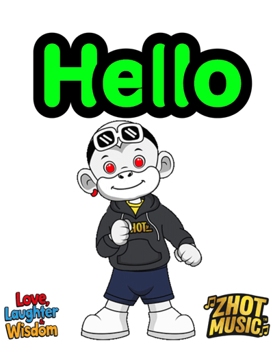 a cartoon monkey wearing a hoodie that says zhou