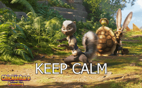a poster for the movie chickenhare and the groundhog shows a squirrel and a tortoise