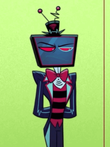 Vox, a television-headed animated character, stands against a lime-green background.