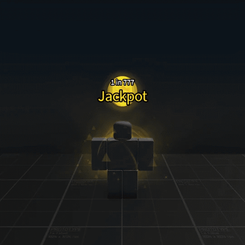 a roblox character is standing in front of a yellow jackpot sign