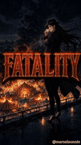 a poster for the movie fatality shows a woman standing on a roof