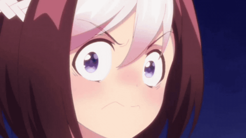 a close up of a girl with purple eyes