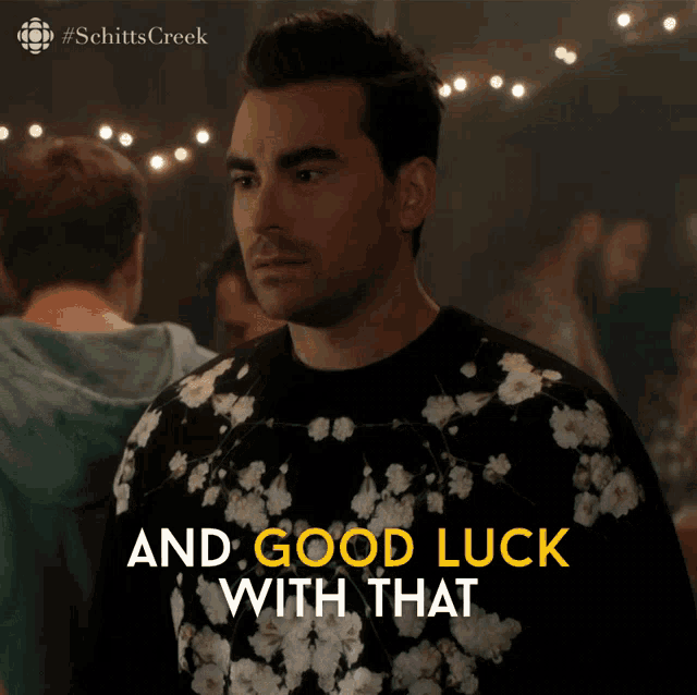 Man at a party says “AND, GOOD LUCK WITH THAT.”