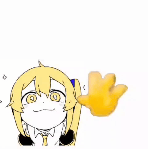 a cartoon of a girl saying hello next to a yellow star shaped object .