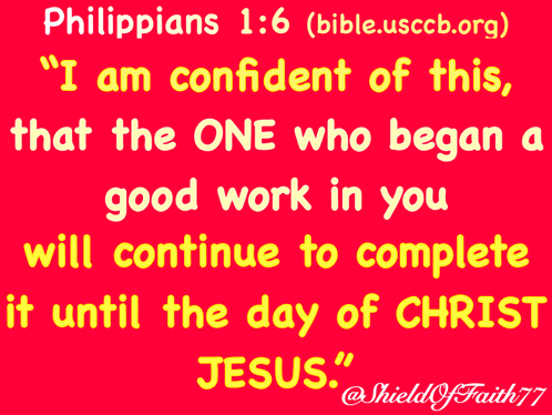 a bible verse that says " i am confident of this " on a red background