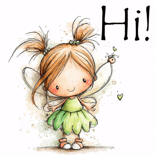 A little flower fairy illustration says “Hi!”