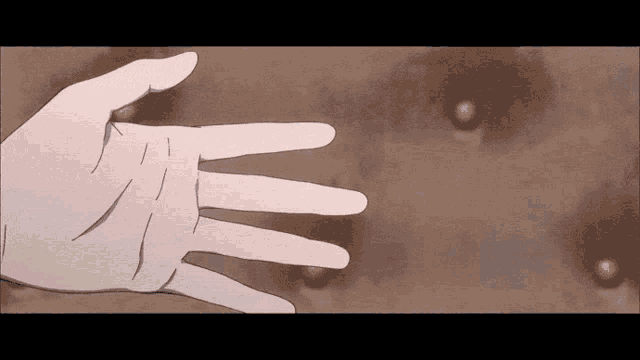 An animated open hand reaches forward through a dusty, glowing scene.