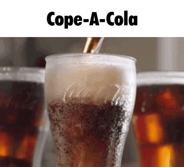 a glass of coca cola is being poured into another glass