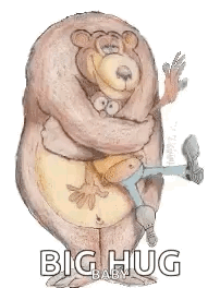 A large illustrated bear hugs a smaller bear with “BIG HUG” text.
