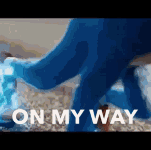 a close up of a person 's leg with the words on my way written on it