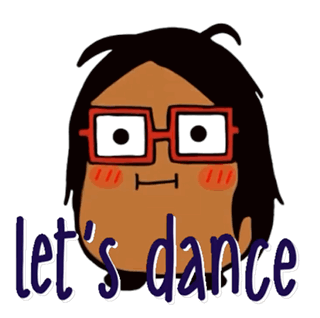 a cartoon of a man with glasses and the words let 's dance below him