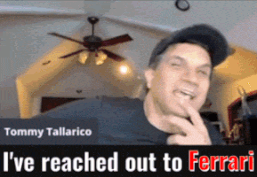 tommy tallarico has reached out to ferrari and has a ceiling fan in the background