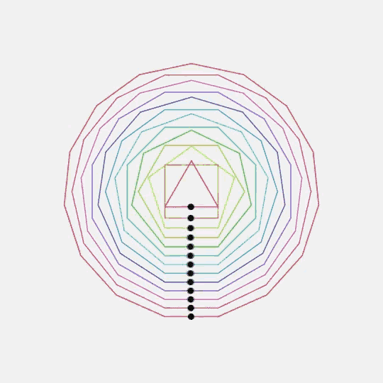 a colorful circle with a square in the center