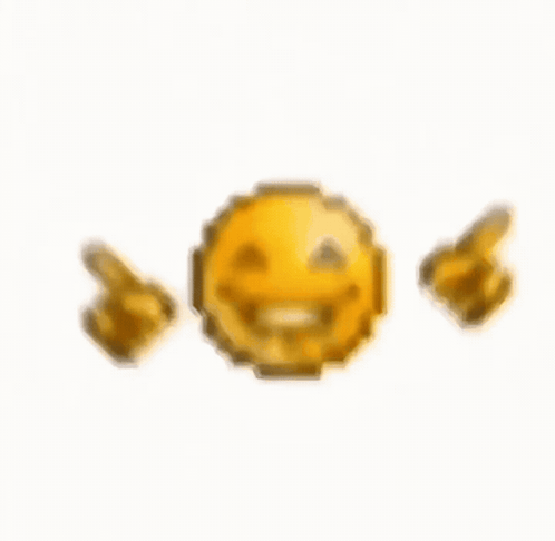 A blurry yellow smiley emoji raises both hands in a playful dance.