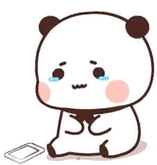 A white cartoon bear sits with tears streaming down its face.