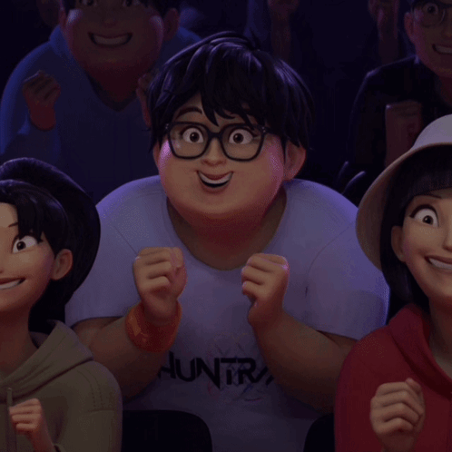 a man wearing glasses and a shirt that says huntra