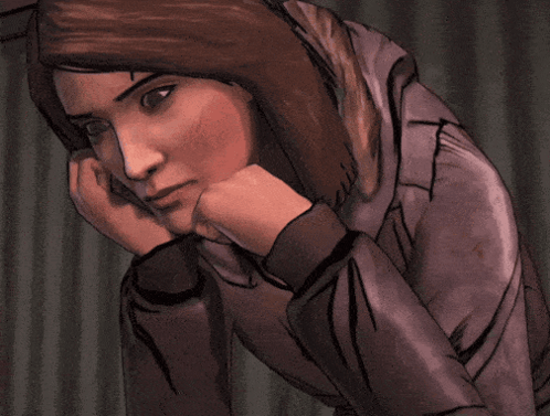 a cartoon of a woman with her hand on her face