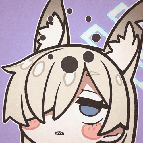 a close up of a drawing of a fox 's face with a purple background