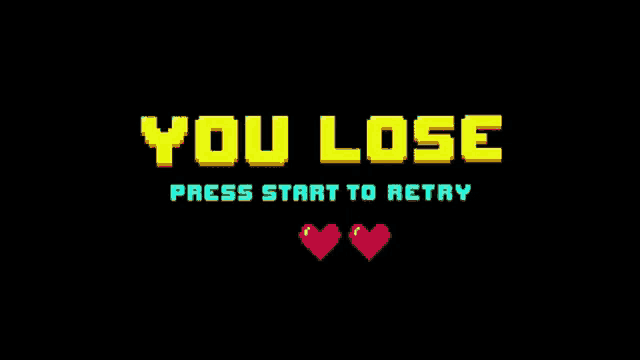 a pixel art screen that says you lose