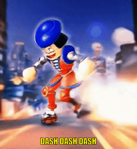 dash dash dash is the name of the video game being shown
