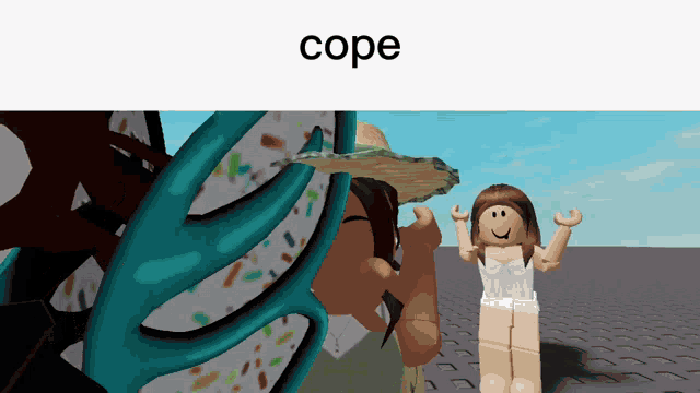 a picture of a girl with the word cope on the top